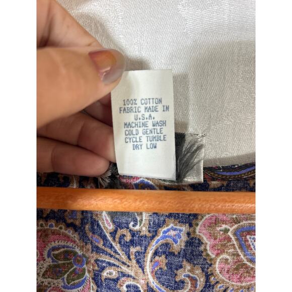 Via Sant Andrea Dress 18 Navy Blue Floral Made in USA Apron Button Sides Jumper - Picture 8 of 11